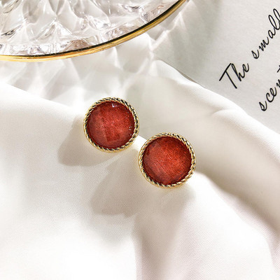 Cercei moderni de dama in trei culori cu forma rotunda