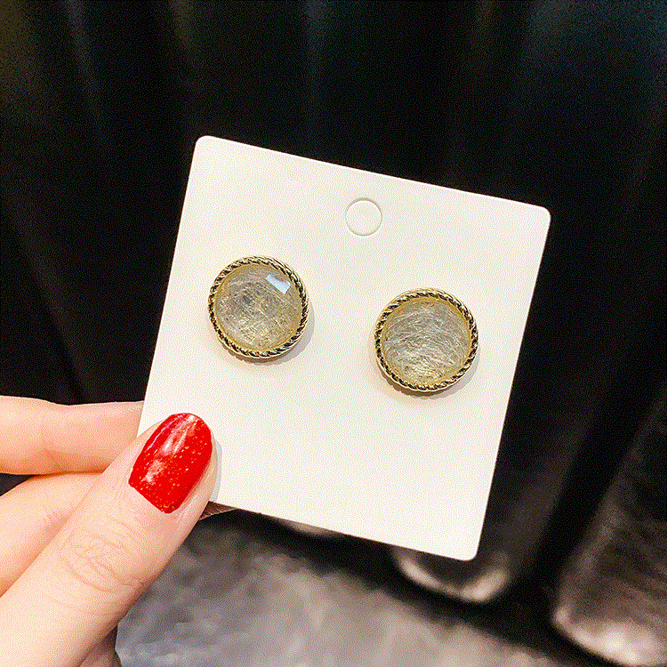 Cercei moderni de dama in trei culori cu forma rotunda