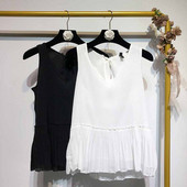 Maieu de damă plisat cu bretele largi în două culori