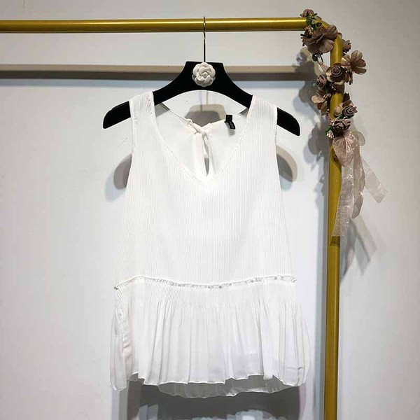 Maieu de damă plisat cu bretele largi în două culori