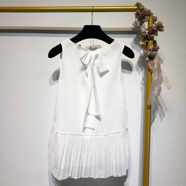 Maieu de damă plisat cu bretele largi în două culori