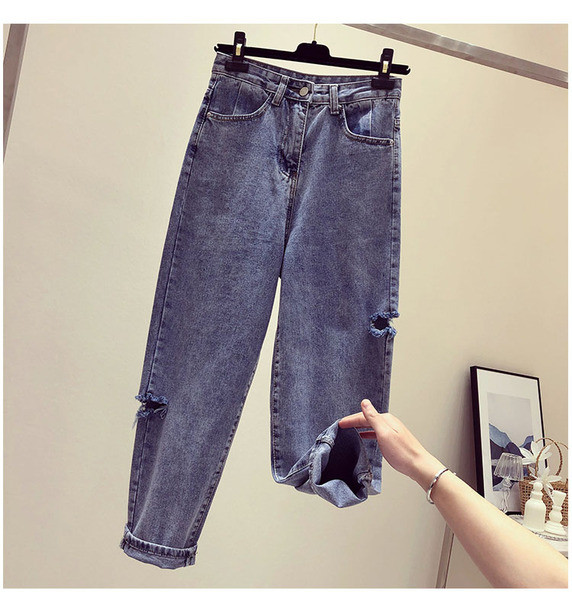 Blugi moderni de dama cu motive rupte in negru si albastru