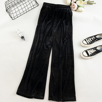 Pantaloni de dama moderni din catifea cu talie inalta in mai multe culori