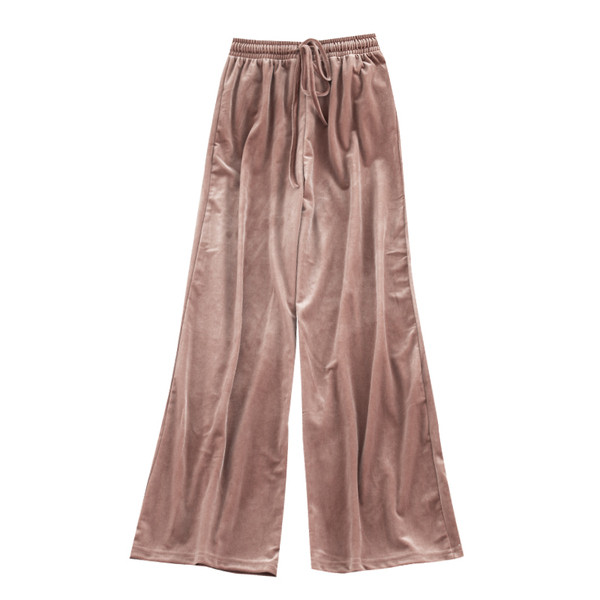 Pantaloni de dama moderni din catifea cu talie inalta in mai multe culori