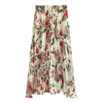 Fusta de dama moderna plisata cu motive florale
