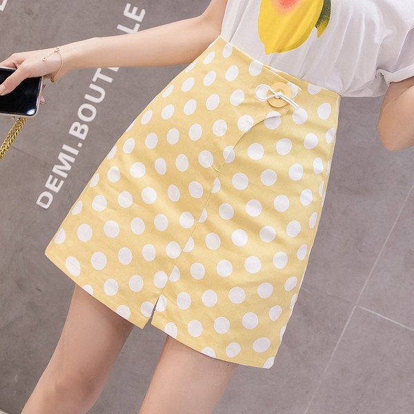 Fusta dama casual cu buline in mai multe culori cu talie inalta