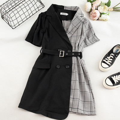 Rochie elegantă de damă cu curea de culoare gri și negru