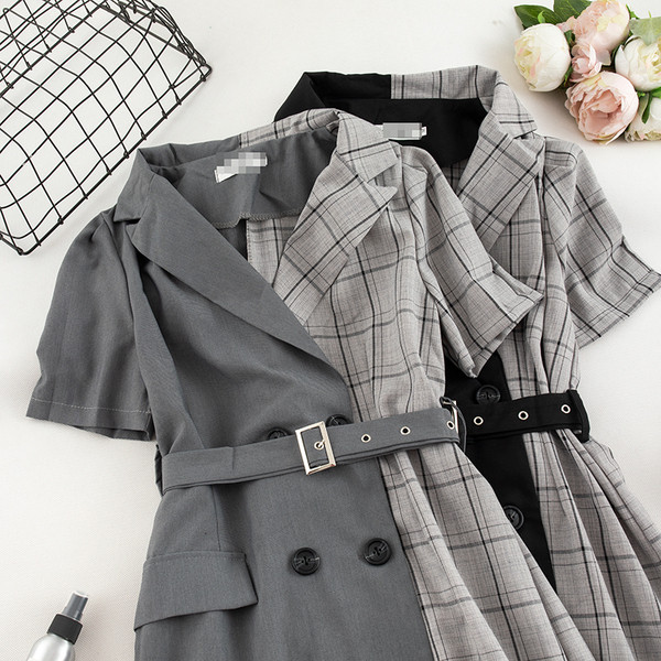 Rochie elegantă de damă cu curea de culoare gri și negru