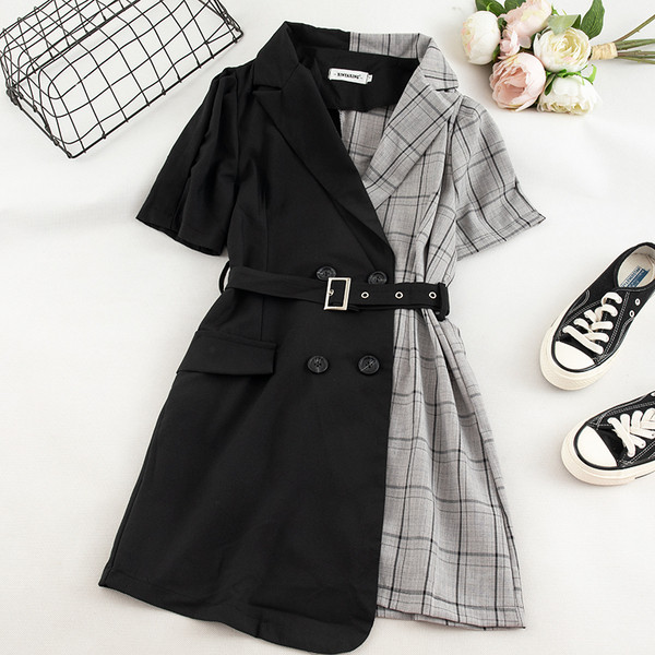 Rochie elegantă de damă cu curea de culoare gri și negru