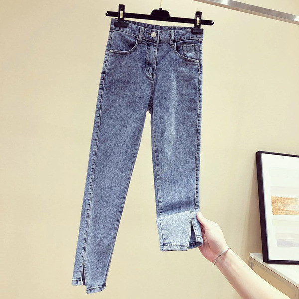 Blugi de dama actuali cu talie inalta in albastru si negru