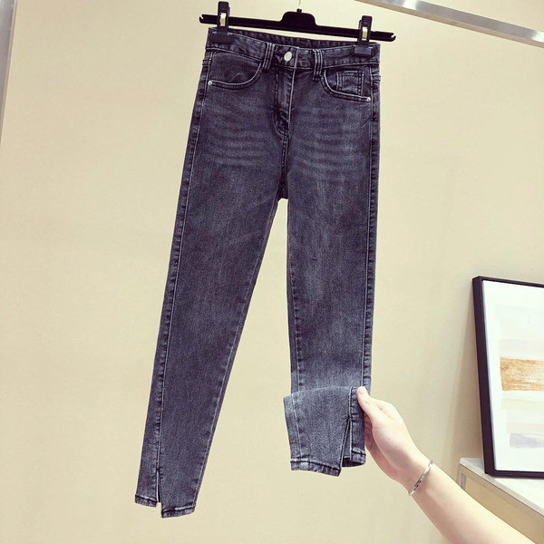 Blugi de dama actuali cu talie inalta in albastru si negru