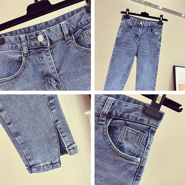 Blugi de dama actuali cu talie inalta in albastru si negru