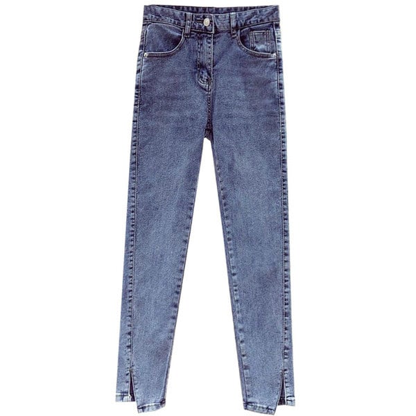 Blugi de dama actuali cu talie inalta in albastru si negru