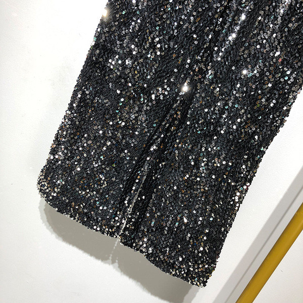 Pantaloni moderni de dama in negru cu paiete