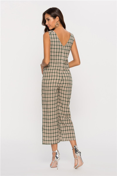 Γυναικεία καρό  ολόσωμη φόρμα με κουμπιά