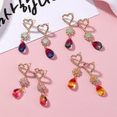 Cercei moderni de dama cu pietre - in patru culori