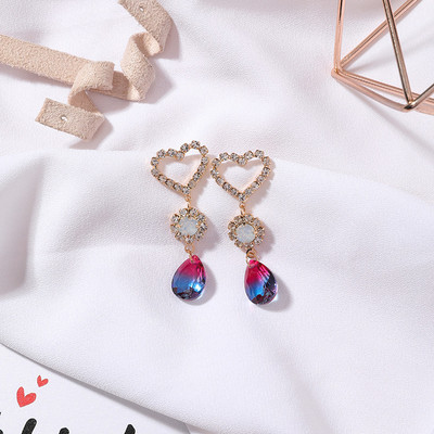 Cercei moderni de dama cu pietre - in patru culori