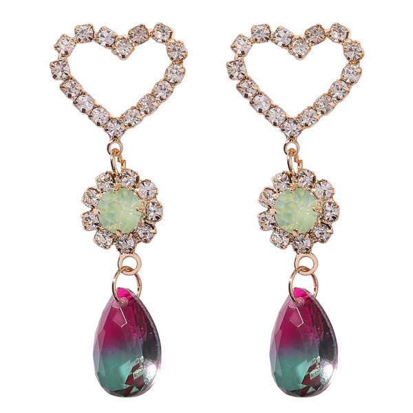 Cercei moderni de dama cu pietre - in patru culori