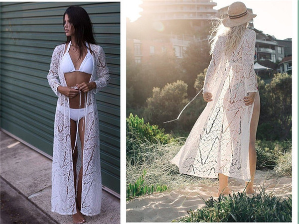 Pareo lung de dama din dantela in alb si negru