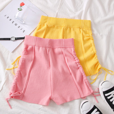 Стилни дамски къси панталони в жълт и розов цвят