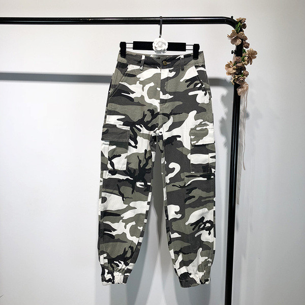 Pantaloni sport de damă cu model de camuflaj - patru culori