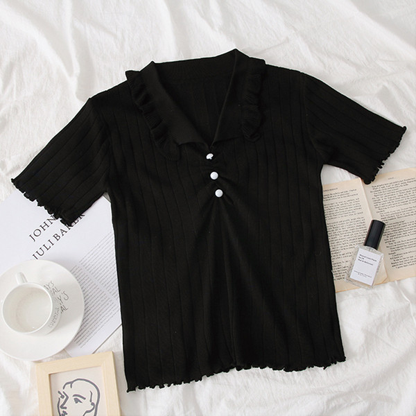 Bluza de dama model nou cu decolteu in V in albastru, alb si negru