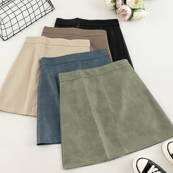 Fusta dama model uni din piele ecologica in diferite culori