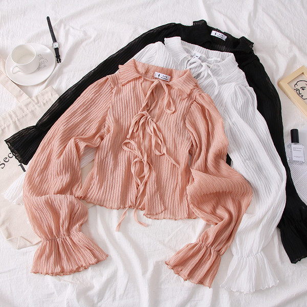 Cămașă elegantă de damă cu cravate - mai multe culori