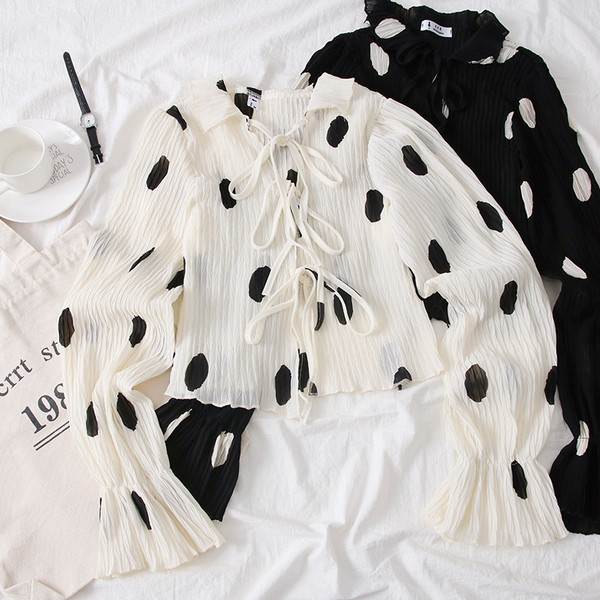 Cămașă elegantă de damă cu cravate - mai multe culori