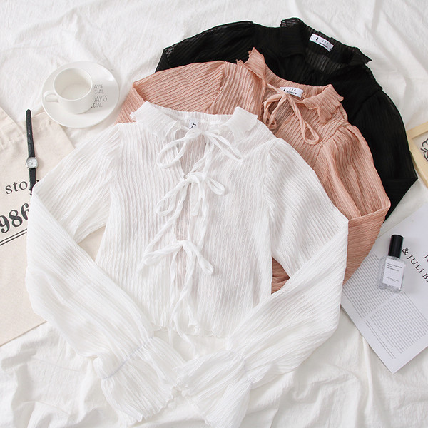 Cămașă elegantă de damă cu cravate - mai multe culori