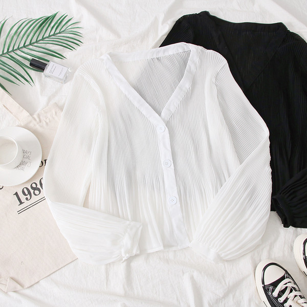 Модерна дамска риза с V-образно деколте - няколко цвята