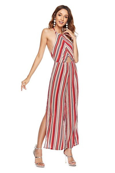 Γυναικεία ολόσωμη φόρμα ριγέ εξώπλατο