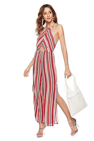 Γυναικεία ολόσωμη φόρμα ριγέ εξώπλατο