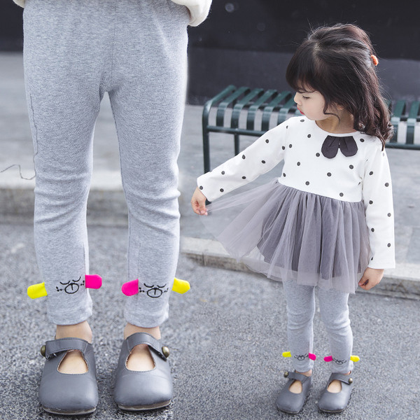 Jambiere de zi cu zi pentru copii în gri pentru fete