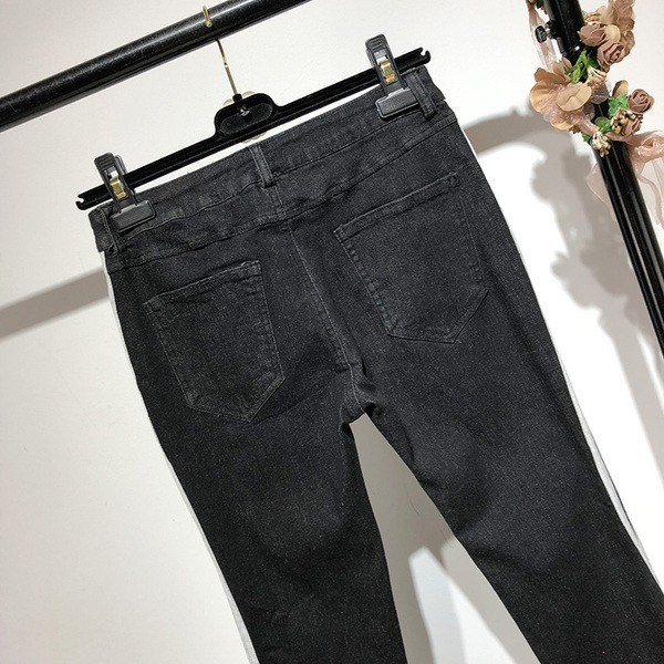 Blugi de dama model slim in negru cu margini