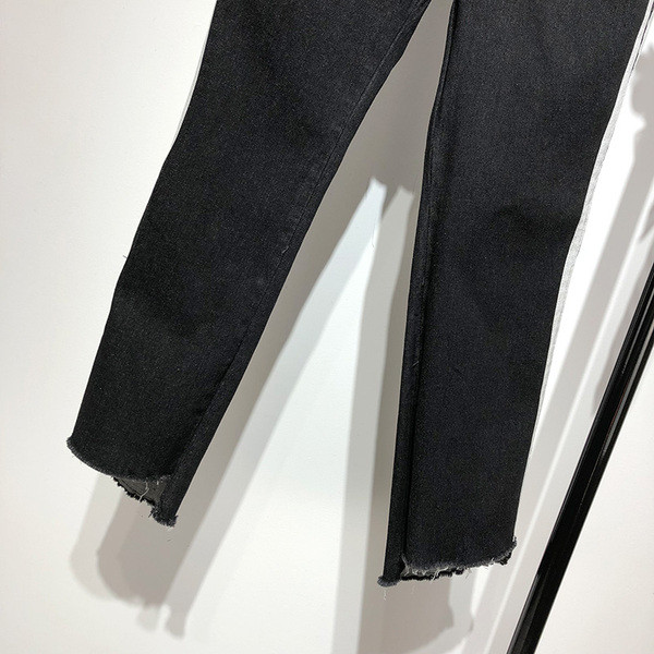 Blugi de dama model slim in negru cu margini