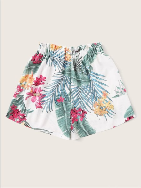 Pantaloni scurți de damă cu model colorat și talie elastică