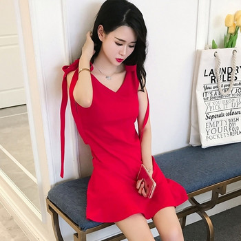 Rochie eleganta de dama in negru si rosu