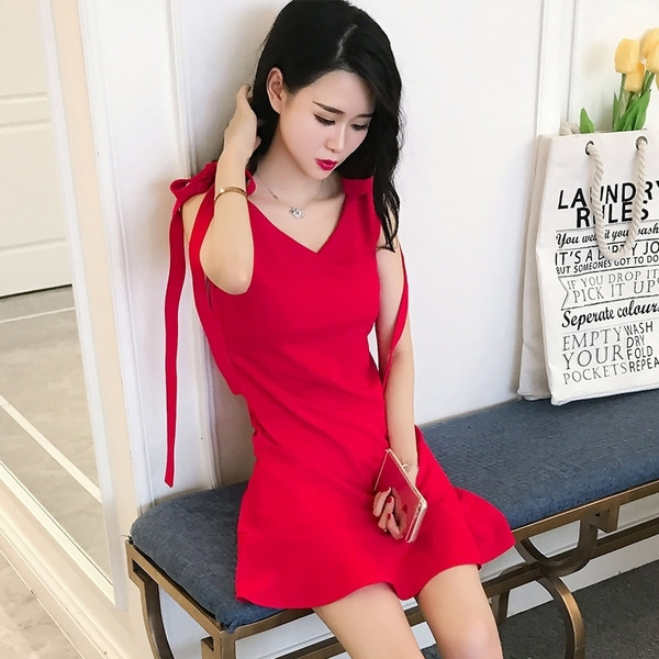 Rochie eleganta de dama in negru si rosu