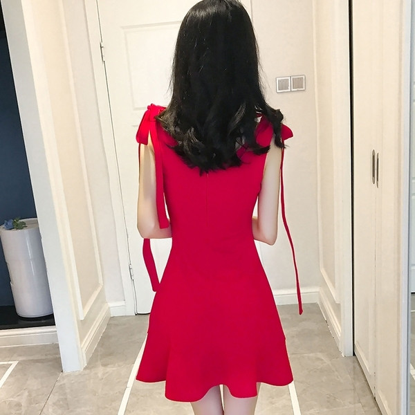 Rochie eleganta de dama in negru si rosu