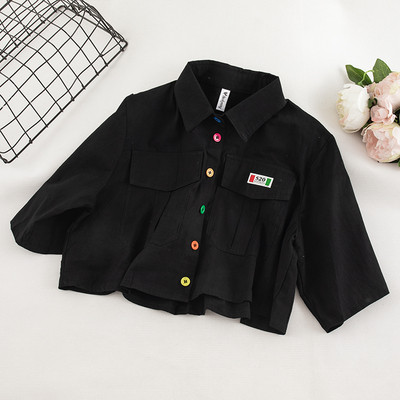 Cămașă scurtă de damă cu nasturi colorați și buzunare în mai multe culori