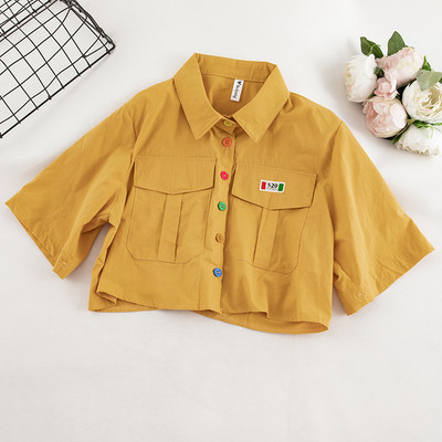 Cămașă scurtă de damă cu nasturi colorați și buzunare în mai multe culori