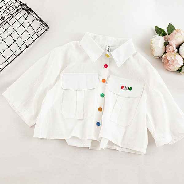 Cămașă scurtă de damă cu nasturi colorați și buzunare în mai multe culori