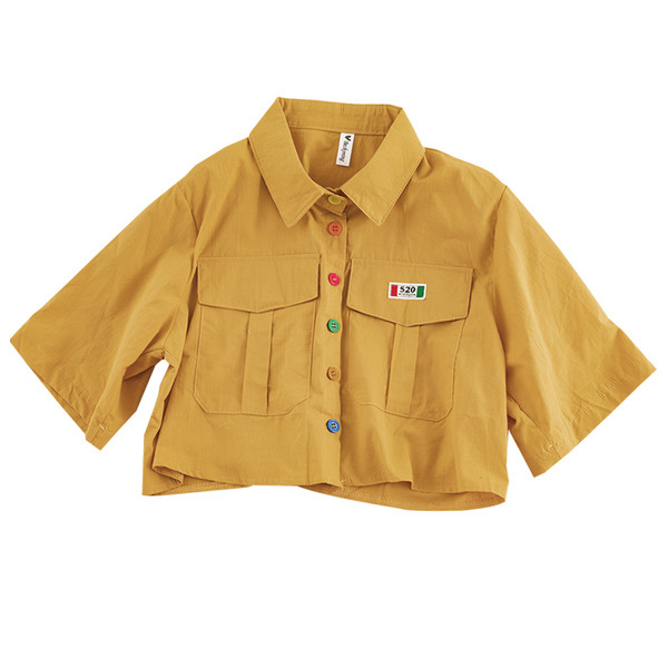 Cămașă scurtă de damă cu nasturi colorați și buzunare în mai multe culori