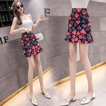 Модерна дамска пола с висока талия в тъмен цвят 