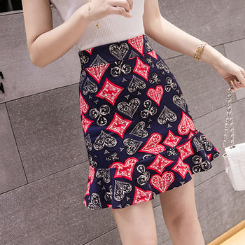 Модерна дамска пола с висока талия в тъмен цвят 