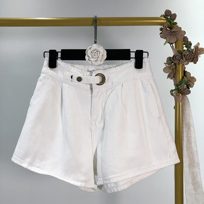 Blugi scurti de dama in doua culori - albastru si alb