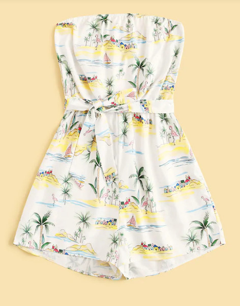 Γυναικεία ολόσωμη φόρμα στράπλες με έγχρωμη εκτύπωση