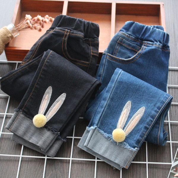 Blugi moderni pentru copii pentru fete in albastru si negru