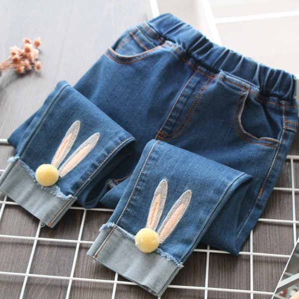 Blugi moderni pentru copii pentru fete in albastru si negru